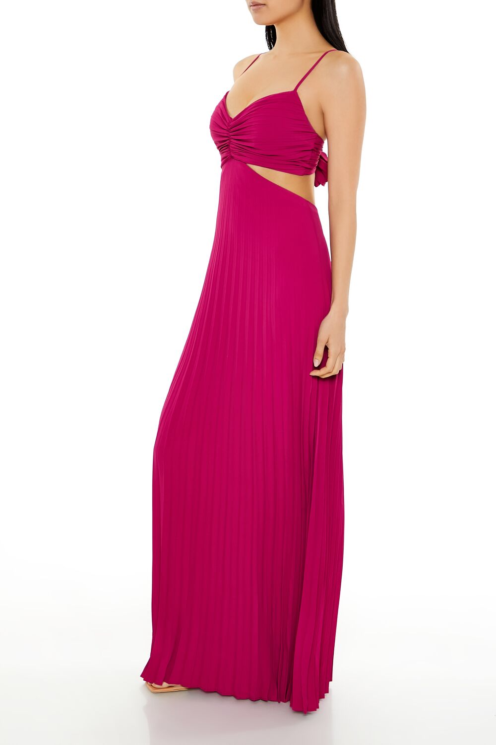  Forever 21 Pleated Cutout Maxi Dress - magenta - Bonton
