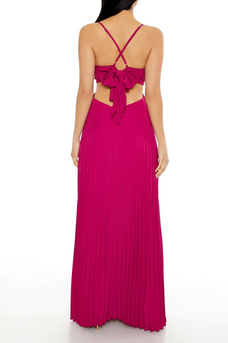 Pleated Cutout Maxi Dress