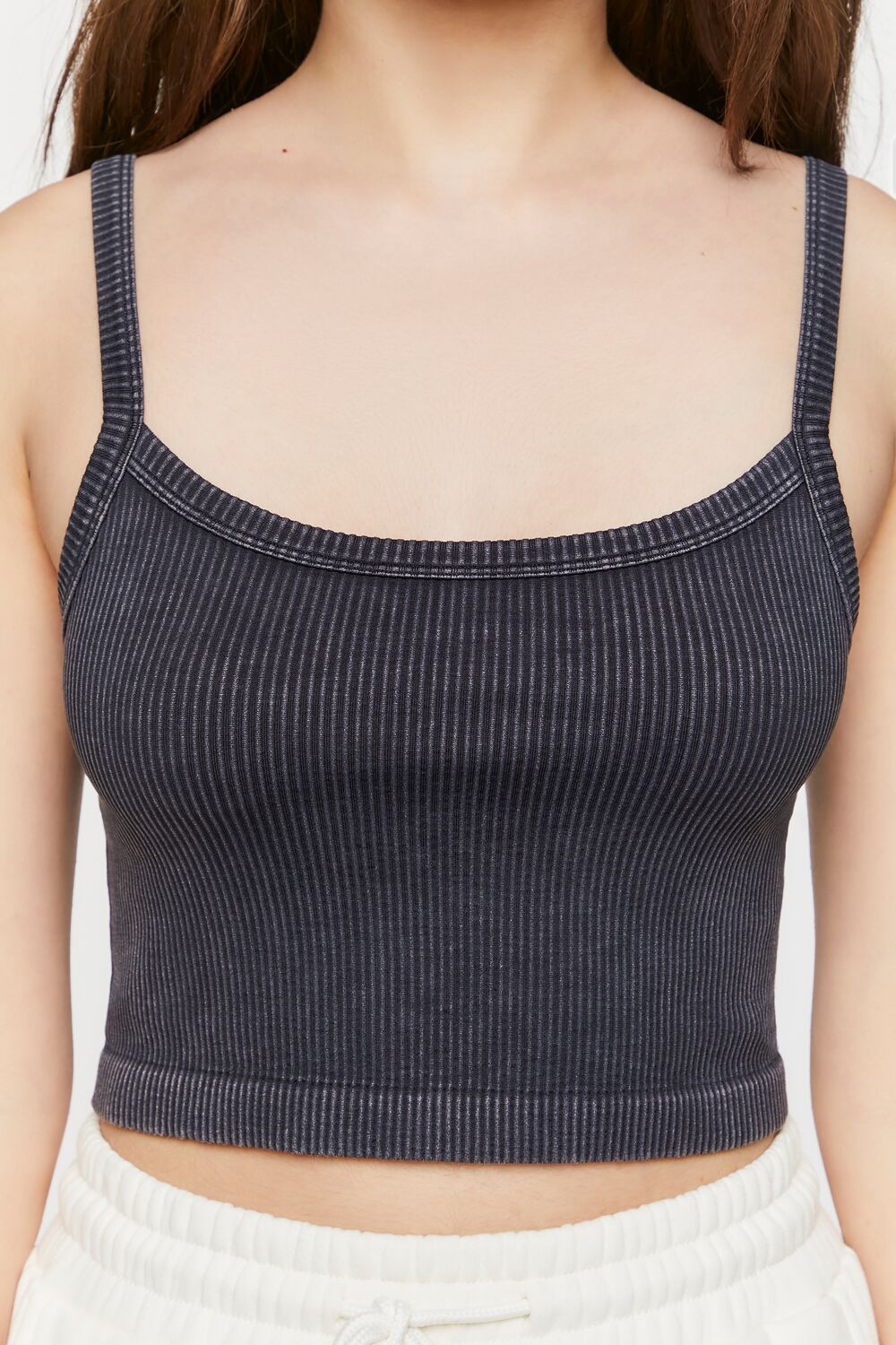  Forever 21 Seamless Mineral Wash Cropped Cami - grey - Bonton