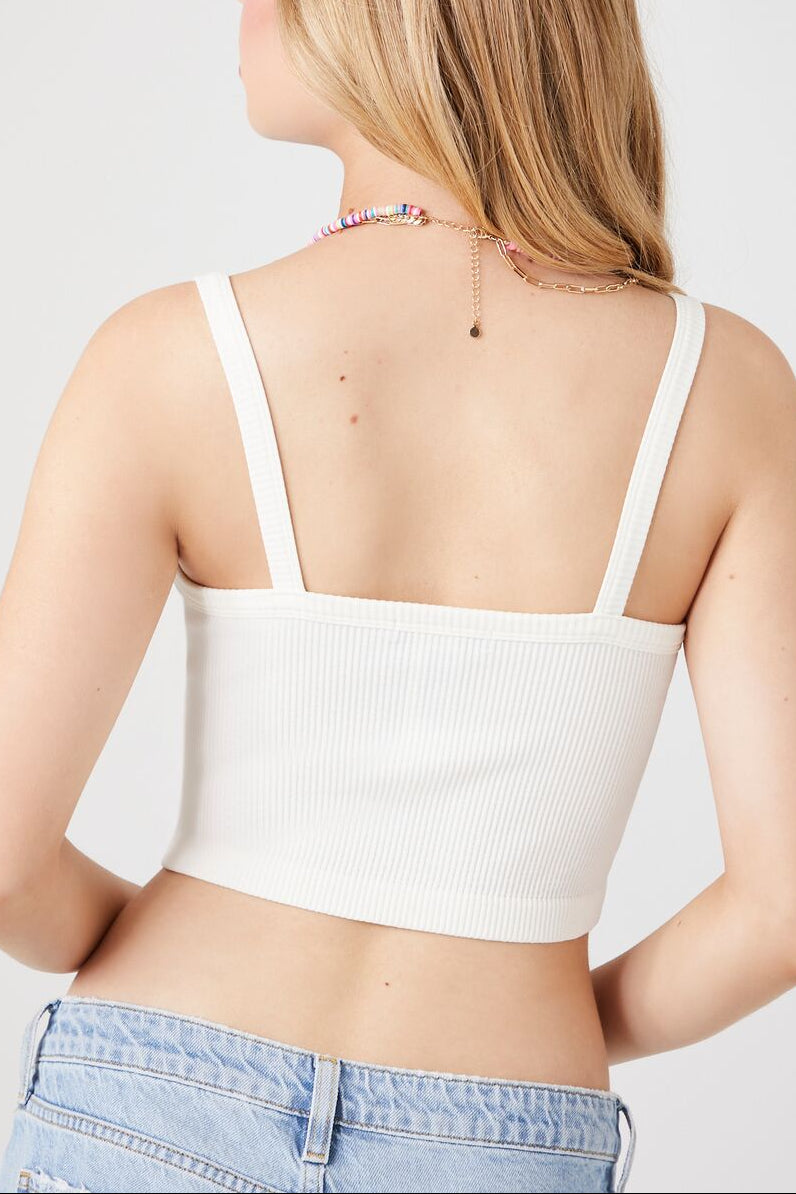  Forever 21 Seamless Mineral Wash Cropped Cami - grey - Bonton