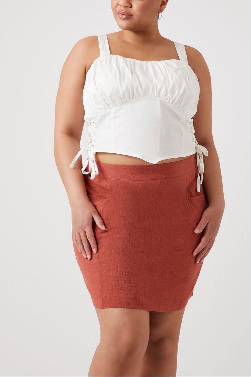  Forever 21 Plus Size Straight Mini Skirt - brown - Bonton