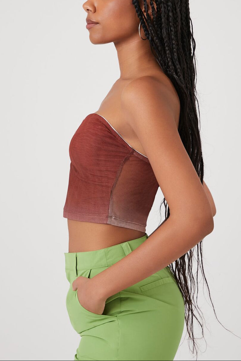  Forever 21 Butterfly Cropped Tube Top - brown - Bonton