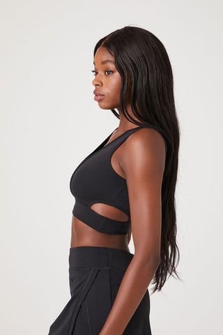 Perforated V-Neck Sports Bra
