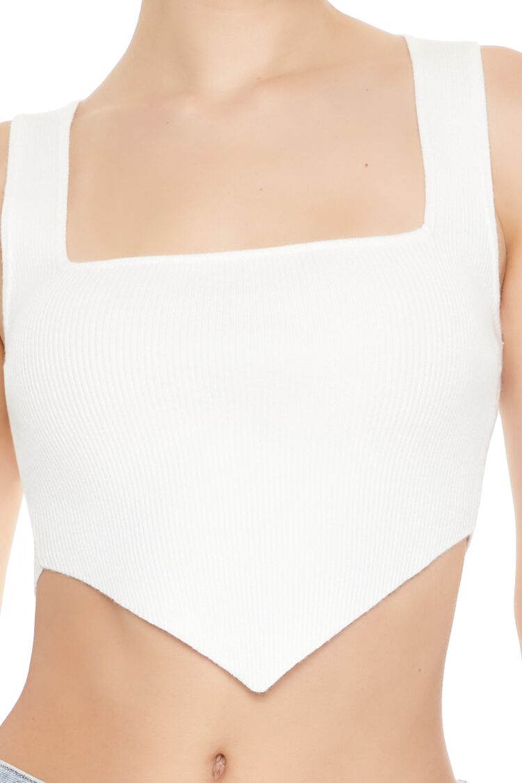  Forever 21 Ribbed Sweater-Knit Crop Top - white - Bonton
