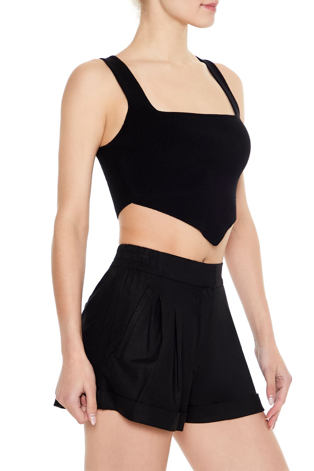  Forever 21 Ribbed Sweater-Knit Crop Top - white - Bonton