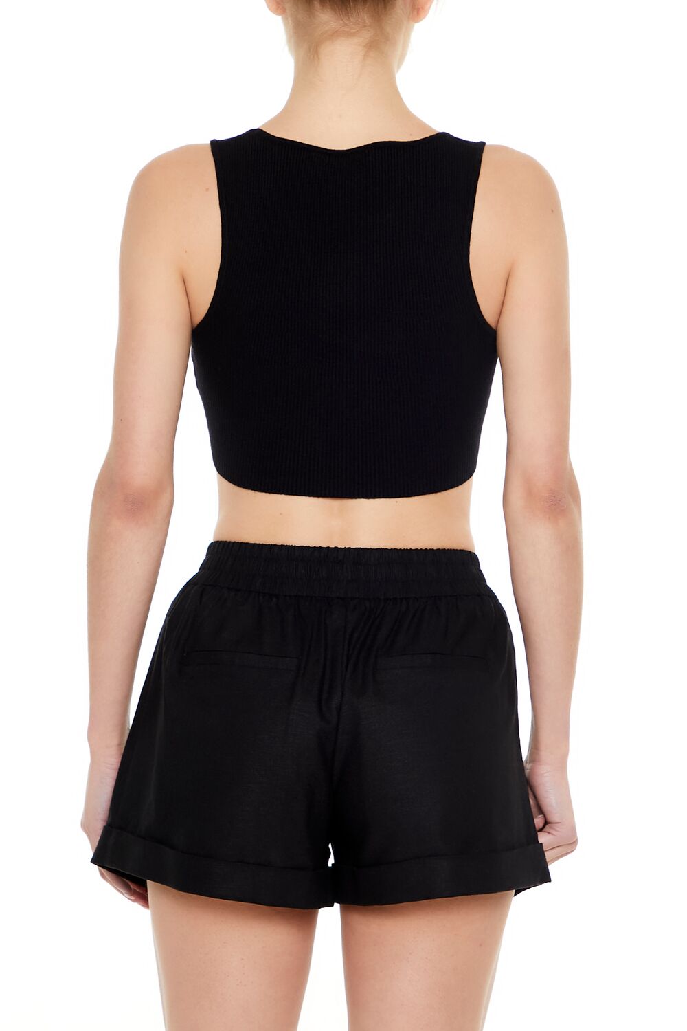  Forever 21 Ribbed Sweater-Knit Crop Top - white - Bonton