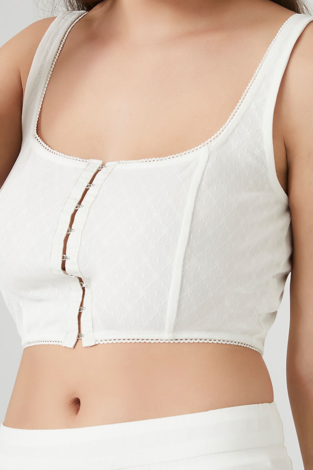  Forever 21 Hook-and-Eye Cropped Tank Top - white - Bonton