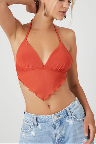 Mesh Open-Back Halter Top