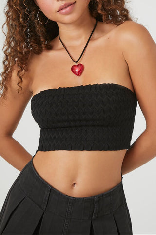Sweater-Knit Chevron Cropped Tube Top