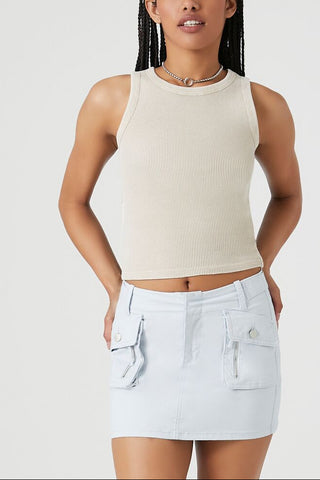 Twill Cargo Mini Skirt