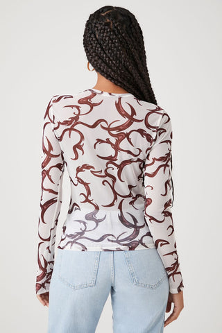 Mesh Abstract Print Top