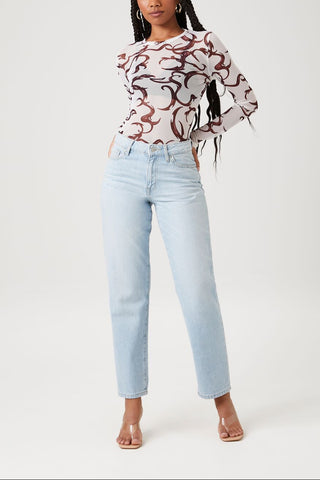 Mesh Abstract Print Top