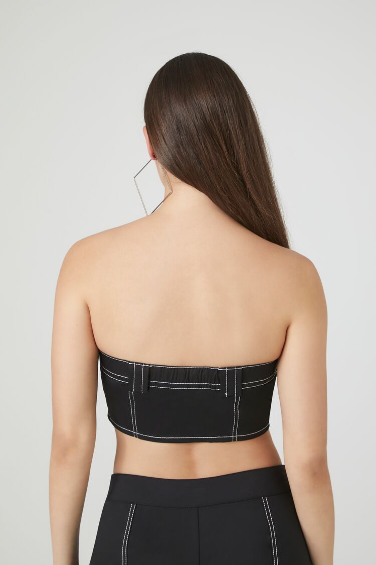  Forever 21 Super Cropped Button-Front Tube Top - tan - Bonton