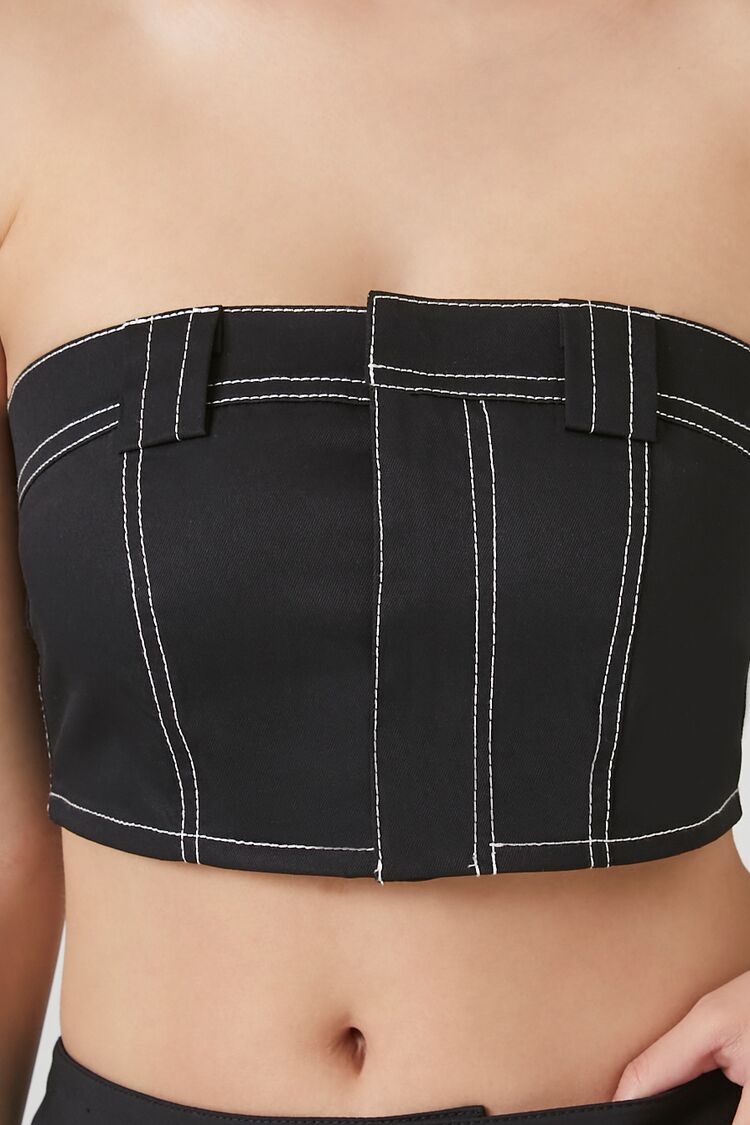  Forever 21 Super Cropped Button-Front Tube Top - tan - Bonton