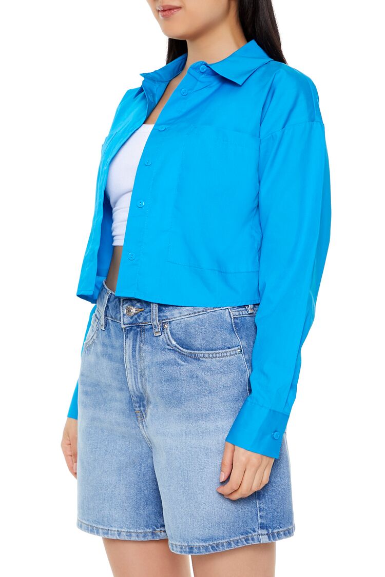  Forever 21 Cotton Long-Sleeve Shirt - blue - Bonton
