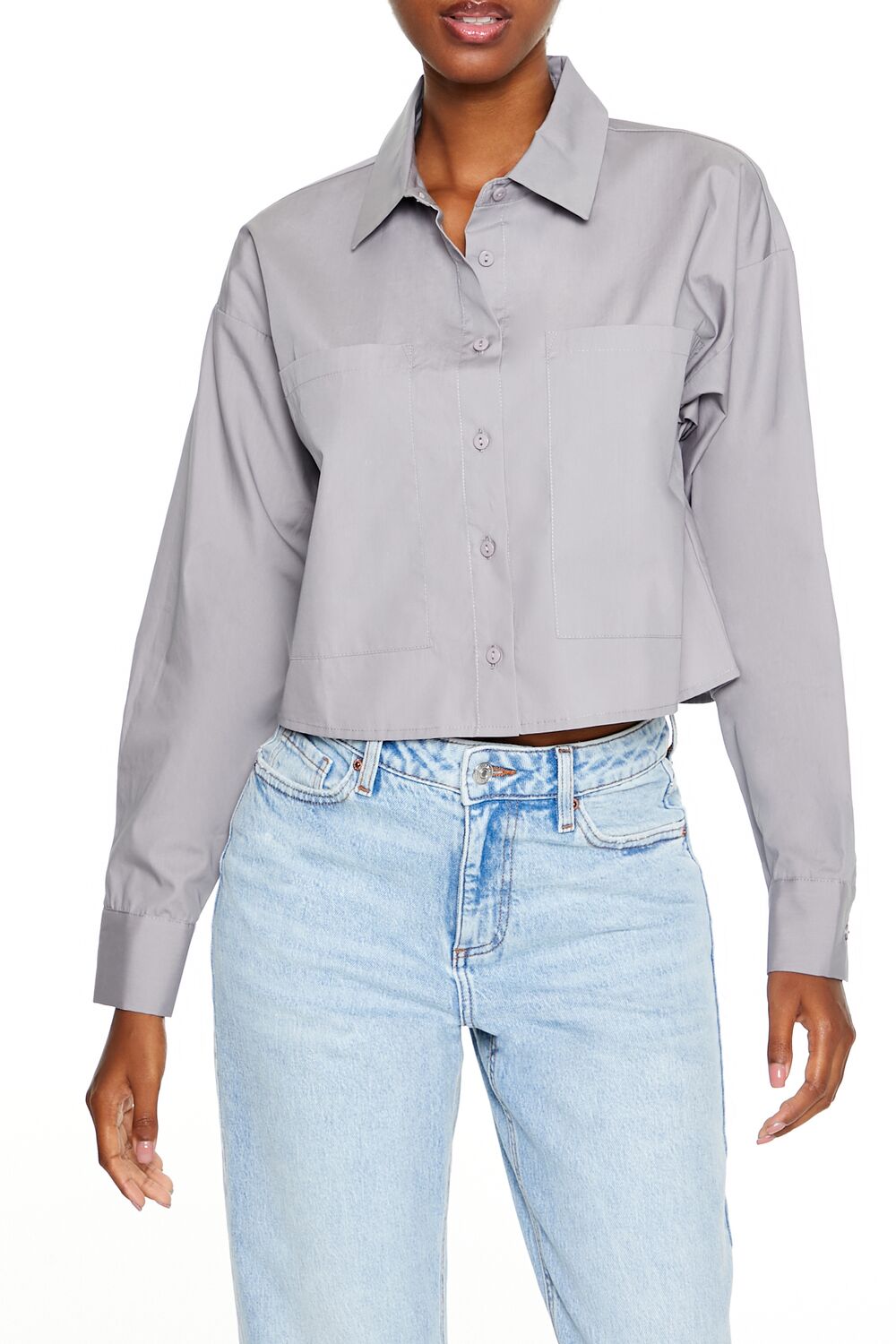  Forever 21 Cotton Long-Sleeve Shirt - blue - Bonton