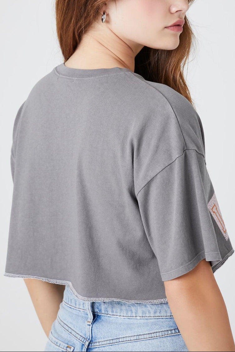  Forever 21 California Graphic Cropped Tee - charcoal multi - Bonton