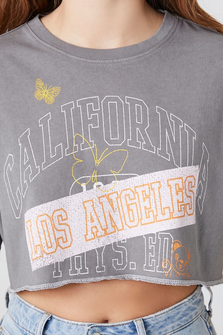  Forever 21 California Graphic Cropped Tee - charcoal multi - Bonton