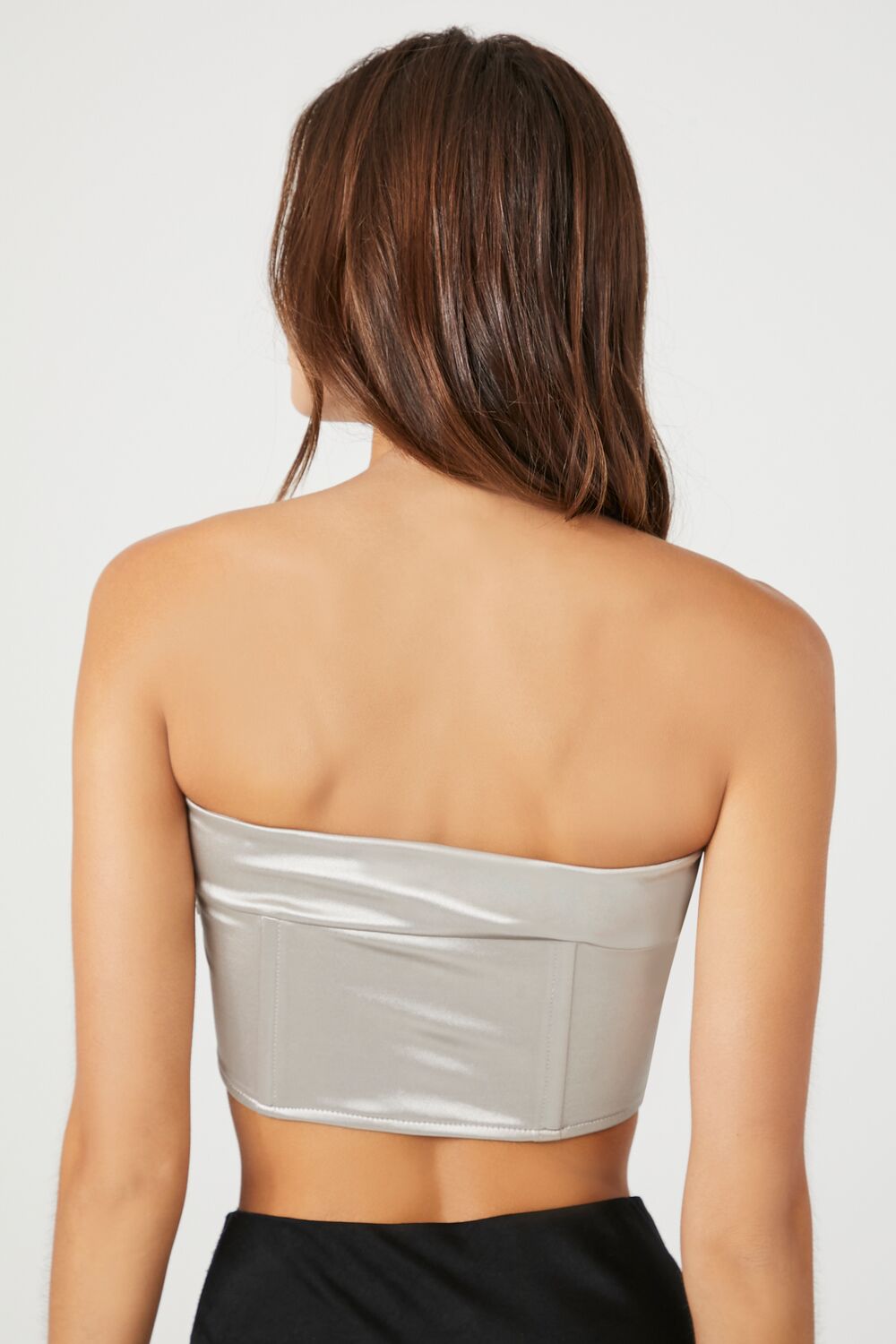  Forever 21 Metallic Cropped Tube Top - pistachio - Bonton