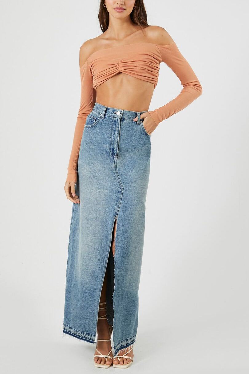  Forever 21 Off-the-Shoulder Crop Top - white - Bonton