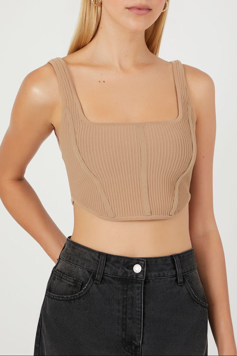  Forever 21 Sweater-Knit Crop Top - white - Bonton