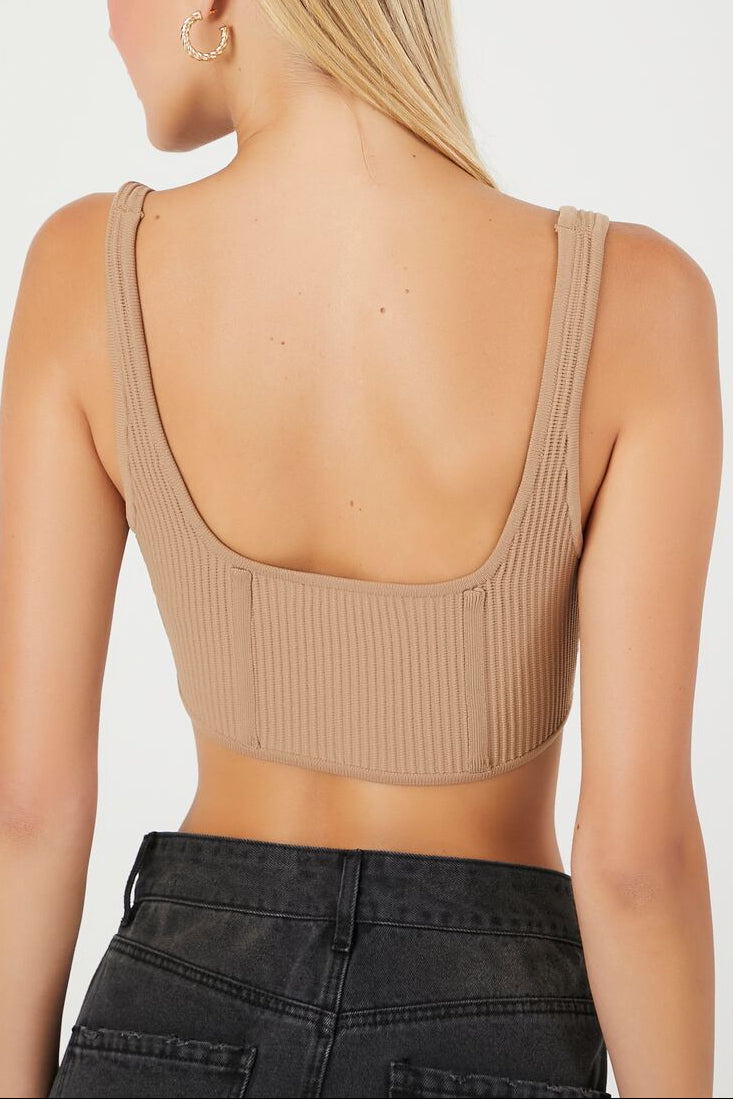  Forever 21 Sweater-Knit Crop Top - white - Bonton