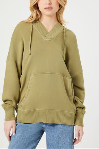 French Terry Drop-Sleeve Hoodie