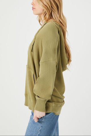 French Terry Drop-Sleeve Hoodie