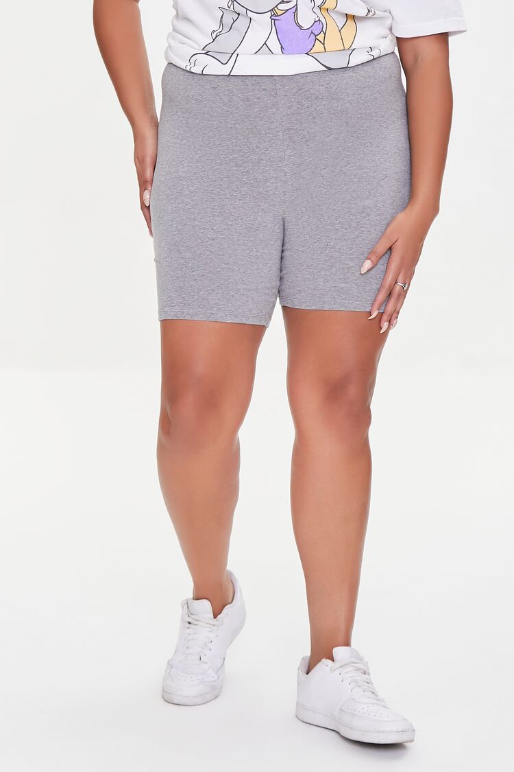  Forever 21 Plus Size Basic Cotton Biker Shorts - heather-grey - Bonton
