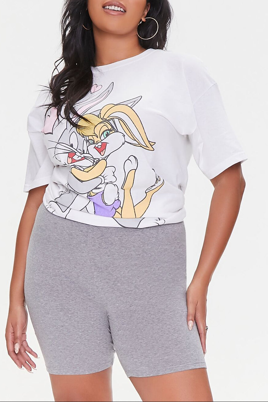  Forever 21 Plus Size Basic Cotton Biker Shorts - heather-grey - Bonton