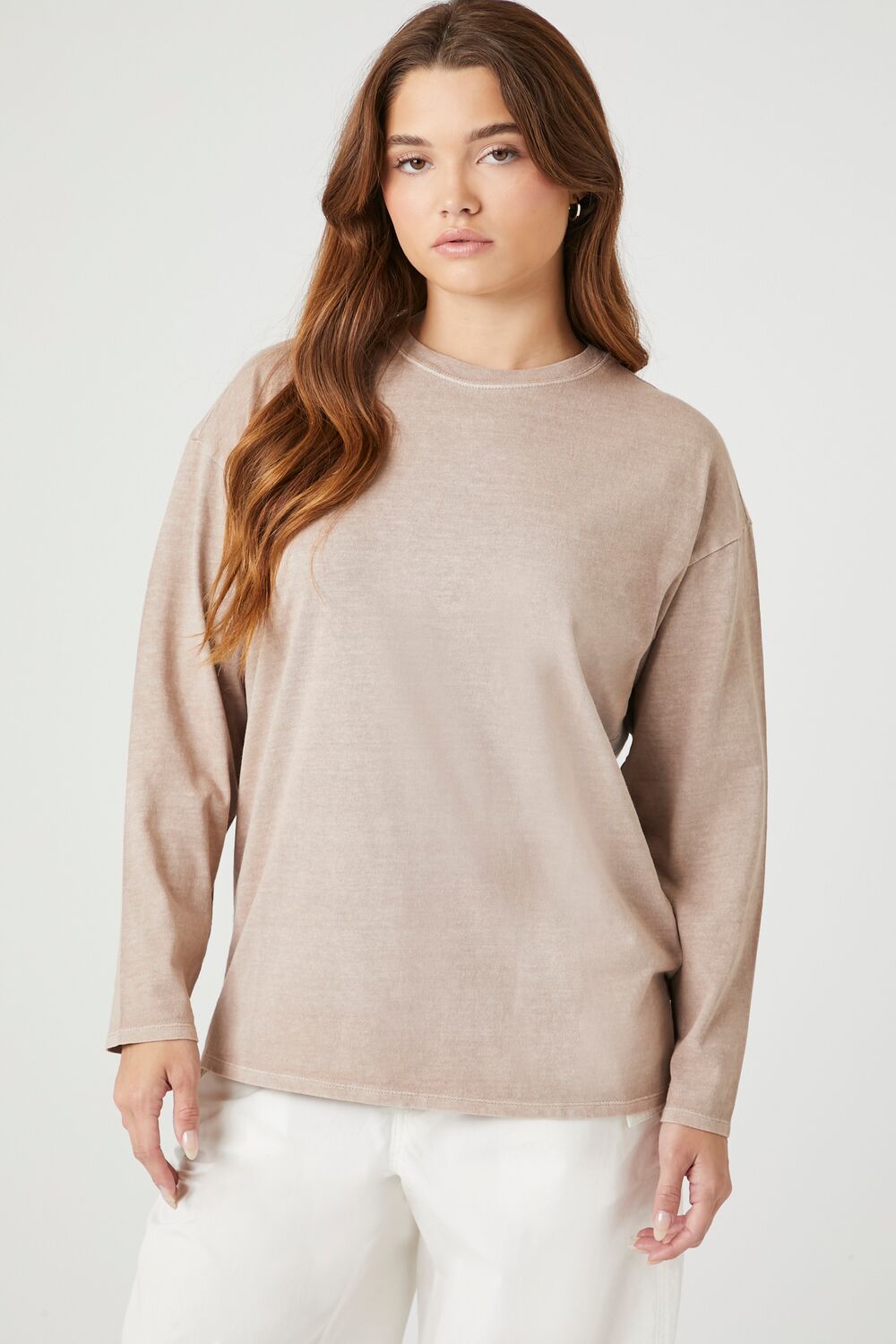 Forever 21 Oversized Drop-Sleeve Top - beige - Bonton