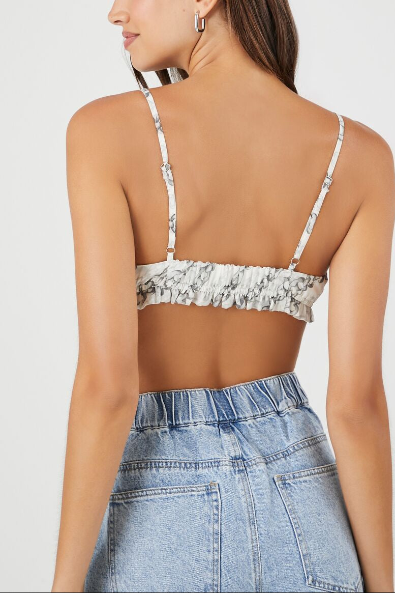  Forever 21 Chain Print Bralette - white grey - Bonton