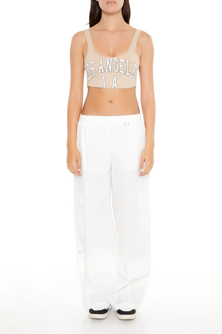  Forever 21 Cropped Los Angeles Graphic Tank Top - beige multi - Bonton