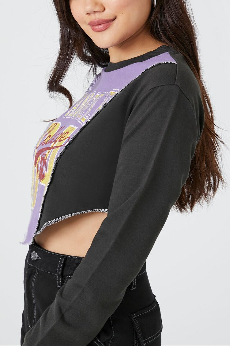  Forever 21 Cropped Los Angeles College Pullover - black multi - Bonton
