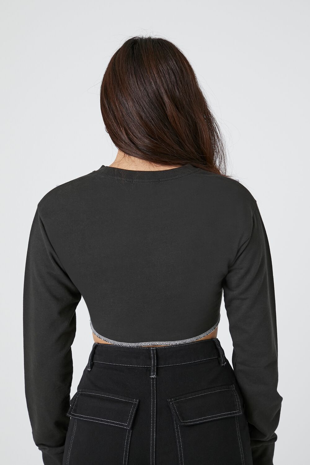  Forever 21 Cropped Los Angeles College Pullover - black multi - Bonton