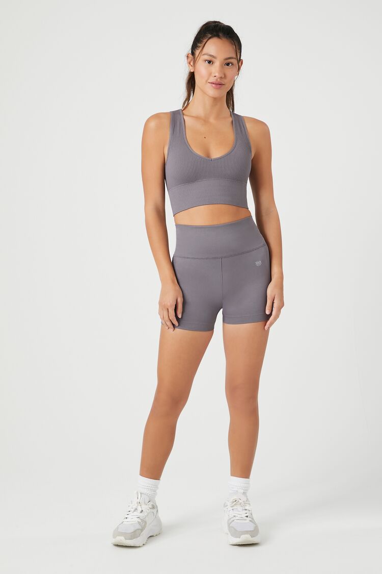  Forever 21 Seamless Scoop-Neck Sports Bra - charcoal - Bonton