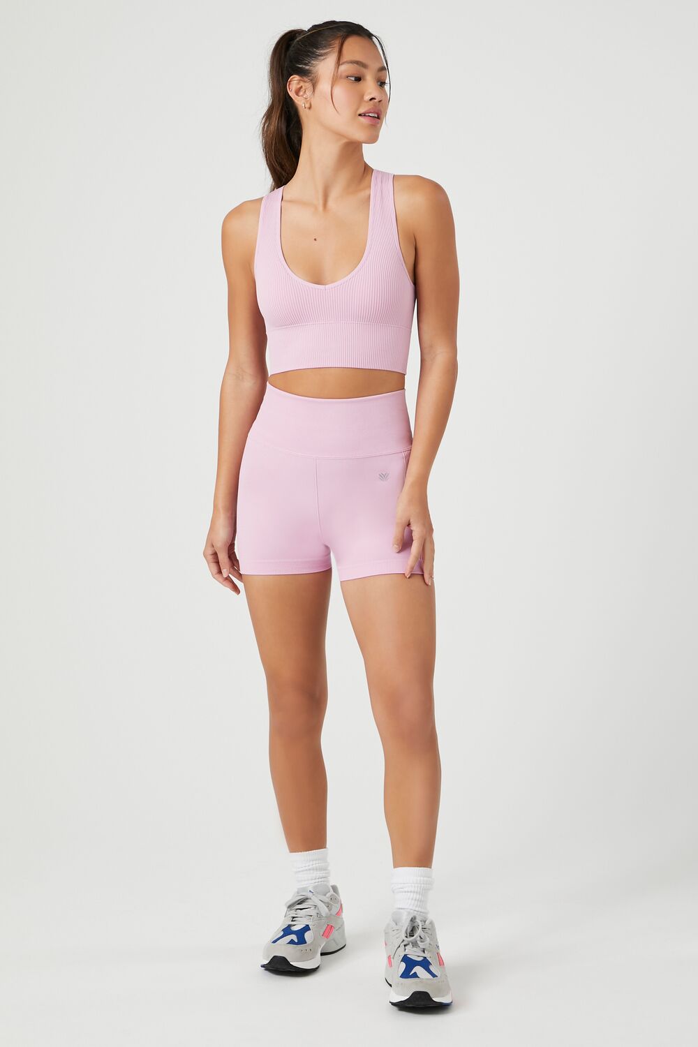  Forever 21 Seamless Scoop-Neck Sports Bra - charcoal - Bonton