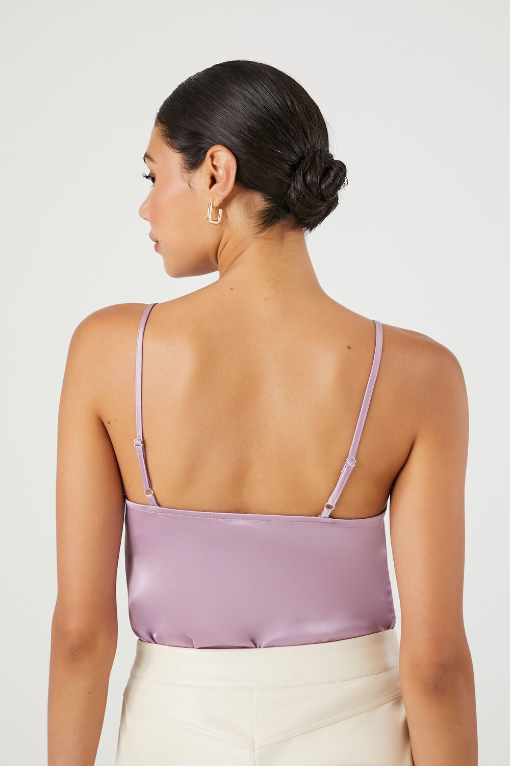  Forever 21 Satin Ruffle-Trim Bodysuit - toasted almond - Bonton