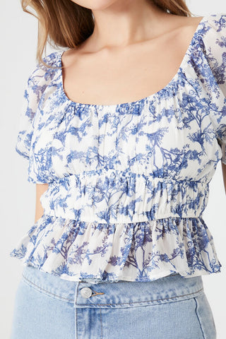 Floral Print Puff-Sleeve Top