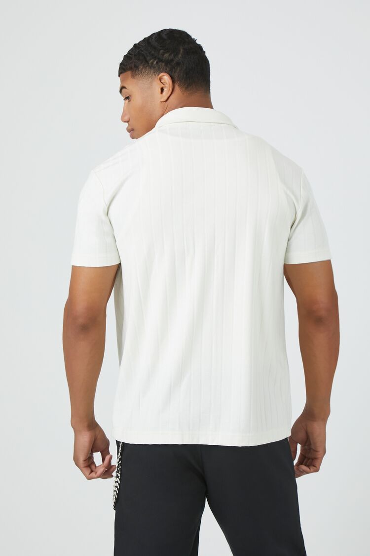  Forever 21 Textured Ribbed Knit Button-Down Shirt - cream - Bonton