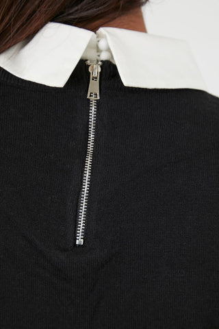 Sweater-Knit Collar Crop Top
