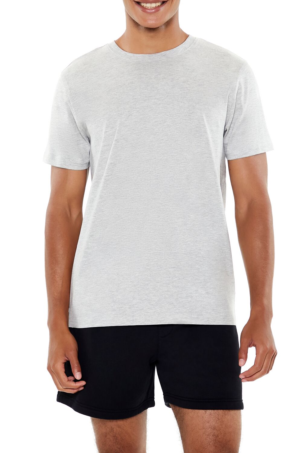  Forever 21 Cotton-Blend Crew Tee - heather grey - Bonton