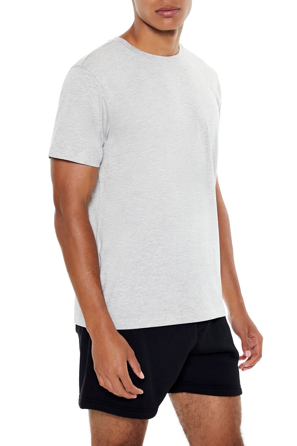  Forever 21 Cotton-Blend Crew Tee - heather grey - Bonton