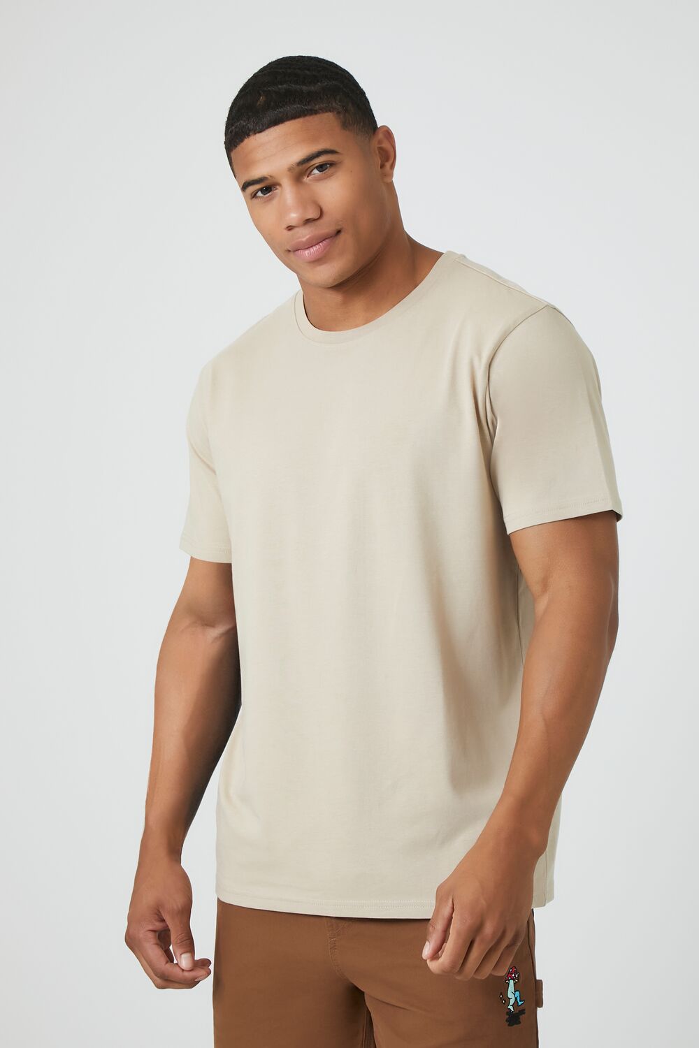  Forever 21 Basic Cotton Crew Tee - taupe - Bonton