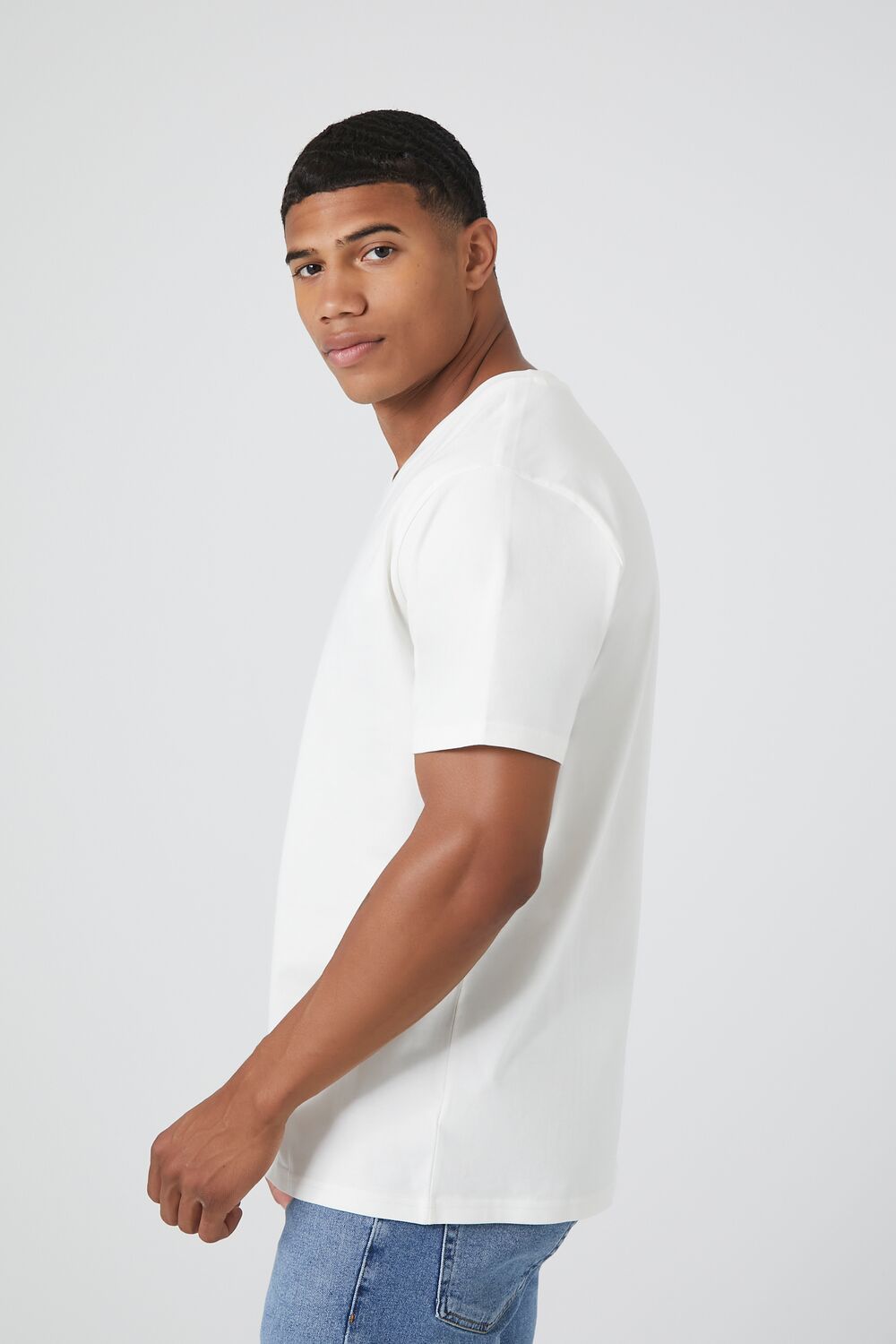  Forever 21 Basic Cotton V-Neck Tee - black - Bonton