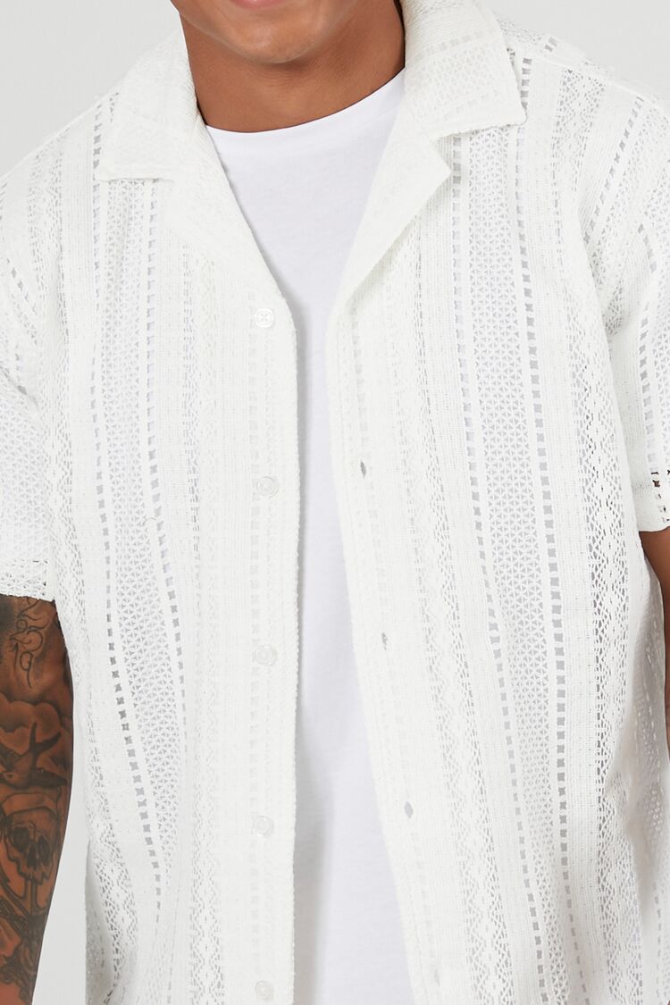  Forever 21 Cuban Collar Crochet Shirt - cream - Bonton