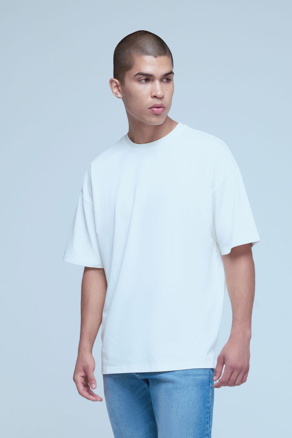  Forever 21 Oversized Cotton Crew Tee - black - Bonton
