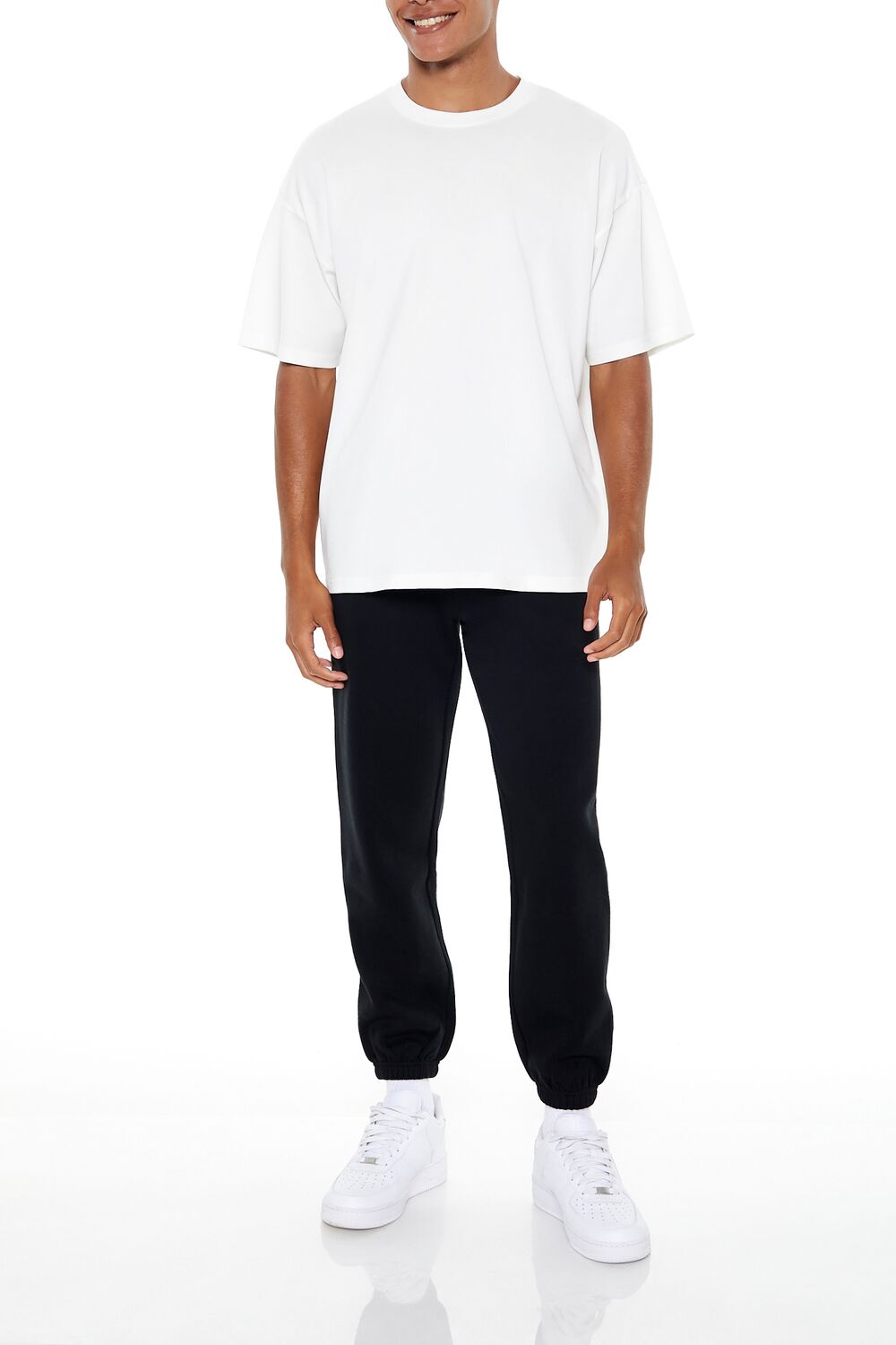  Forever 21 Oversized Cotton Crew Tee - black - Bonton