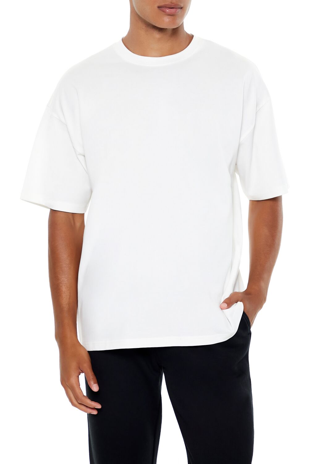  Forever 21 Oversized Cotton Crew Tee - black - Bonton