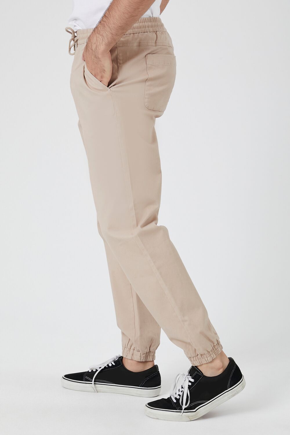 Forever 21 Twill Drawstring Joggers - taupe - Bonton